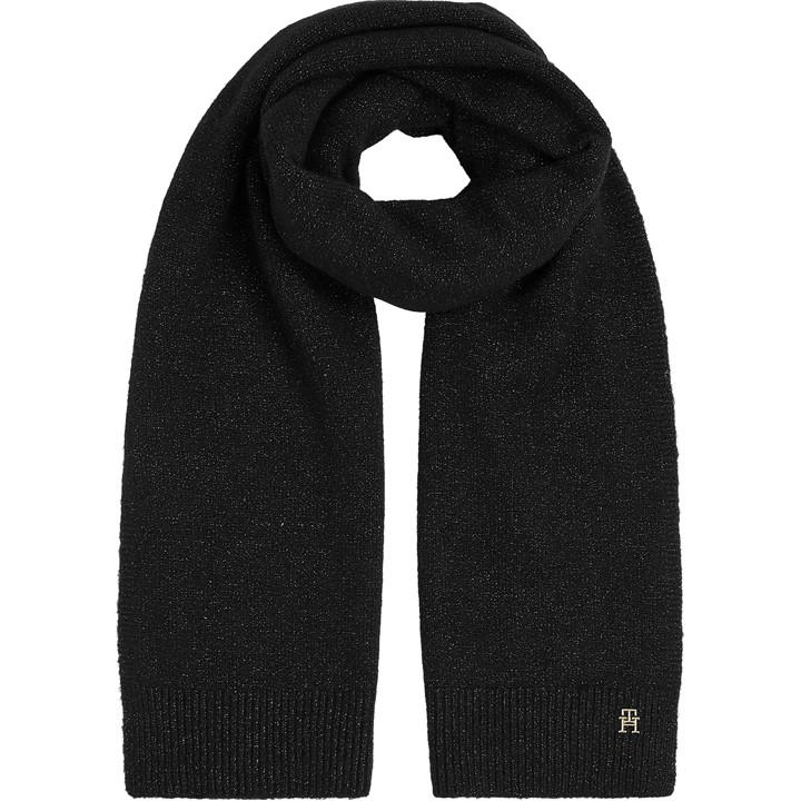 Tommy Hilfiger Women's Black Th Luxe Scarf, Sports Direct