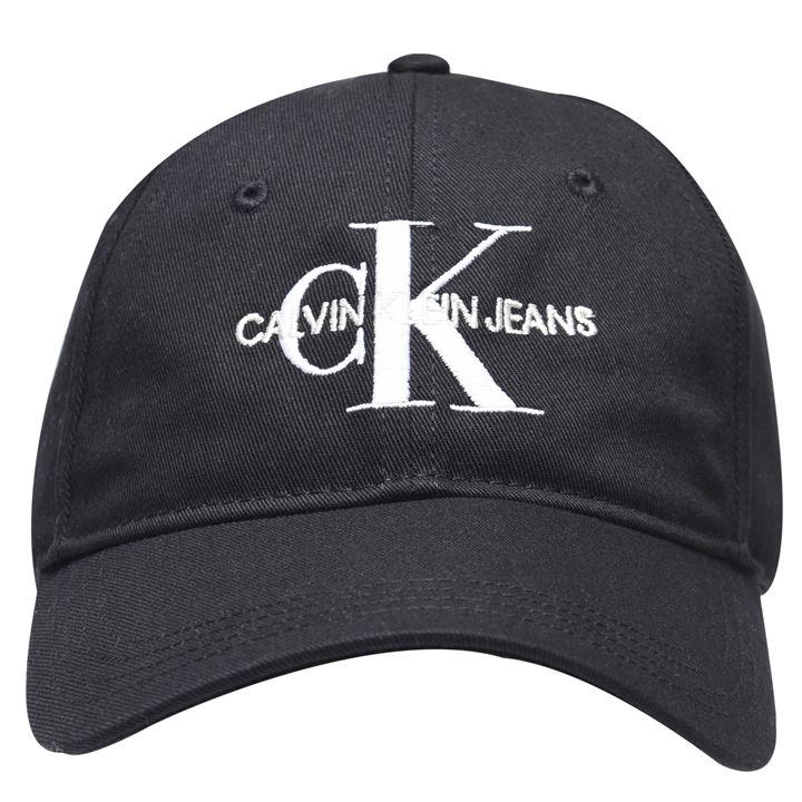 Calvin Klein Jeans  Black Monogram Embroidered Cap, Sports Direct