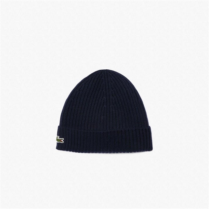 Lacoste Men's Blue Ribbed Knitted Beanie, Sports Direct