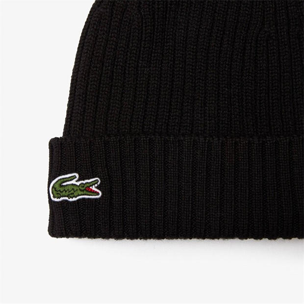 Black 031 - Lacoste - Men's Ribbed Knitted Beanie