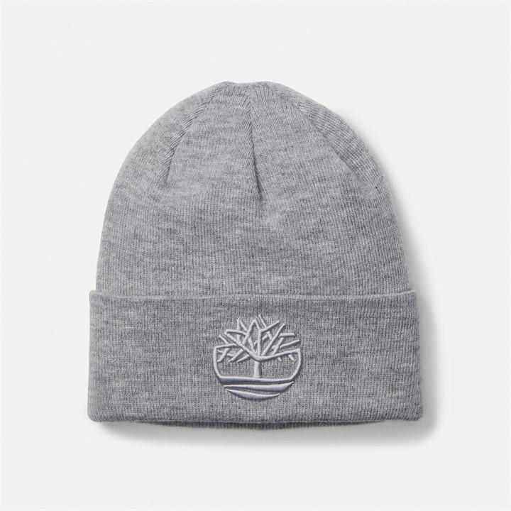 Timberland Men's Grey Logo Ribbed Soft-Touch Beanie in Size Mens, Sports Direct