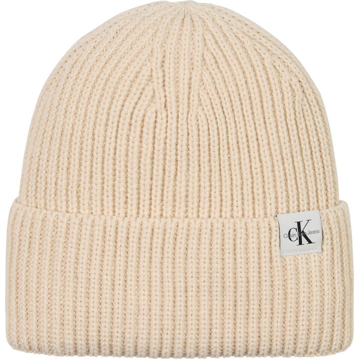Calvin Klein Jeans  Kids Cream Ribbed Beanie in Size S - M, Sports Direct