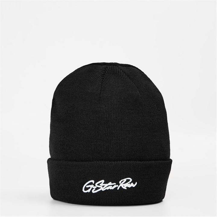 G Star Men's Black Autumn Winter Ribbed Knit Beanies, Sports Direct