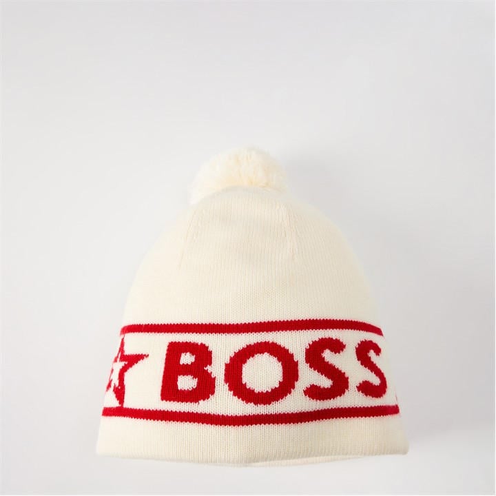 Boss Men's White Beanie Hat in Size Mens, Sports Direct
