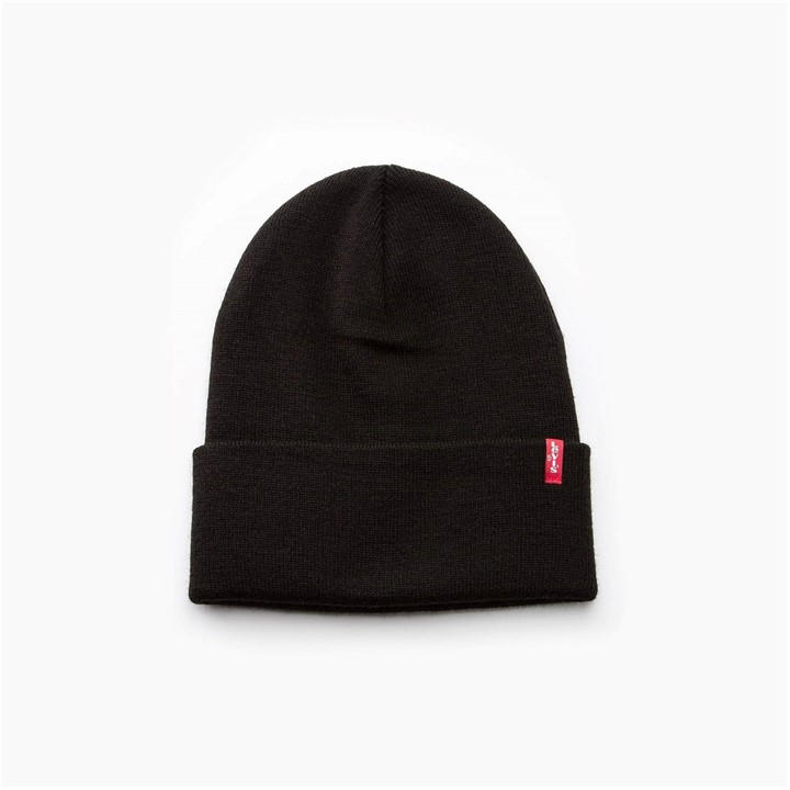 Levis Men's Black Slouchy Red Tab Beanie, Sports Direct