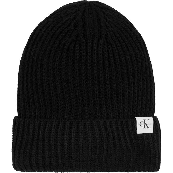 Calvin Klein Jeans Boys Black Monogram Rib Beanie  in Size Child, Sports Direct