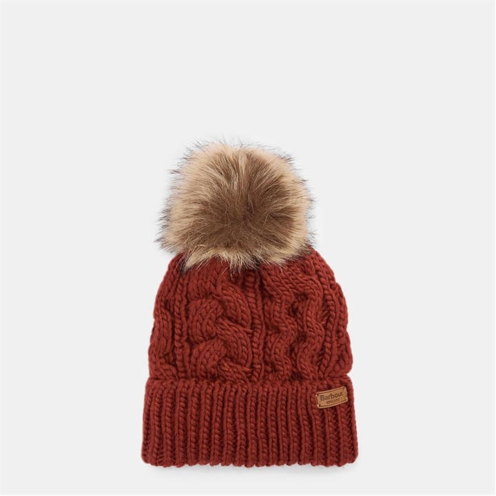 Barbour Women's Orange Penshaw Cable-Knit Beanie in Size Ladies, Sports Direct