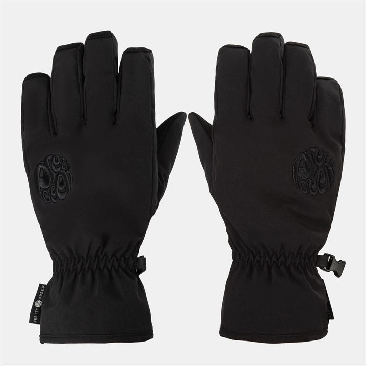 Pretty Green Black Fleece Gloves in Size L-XL, Sports Direct