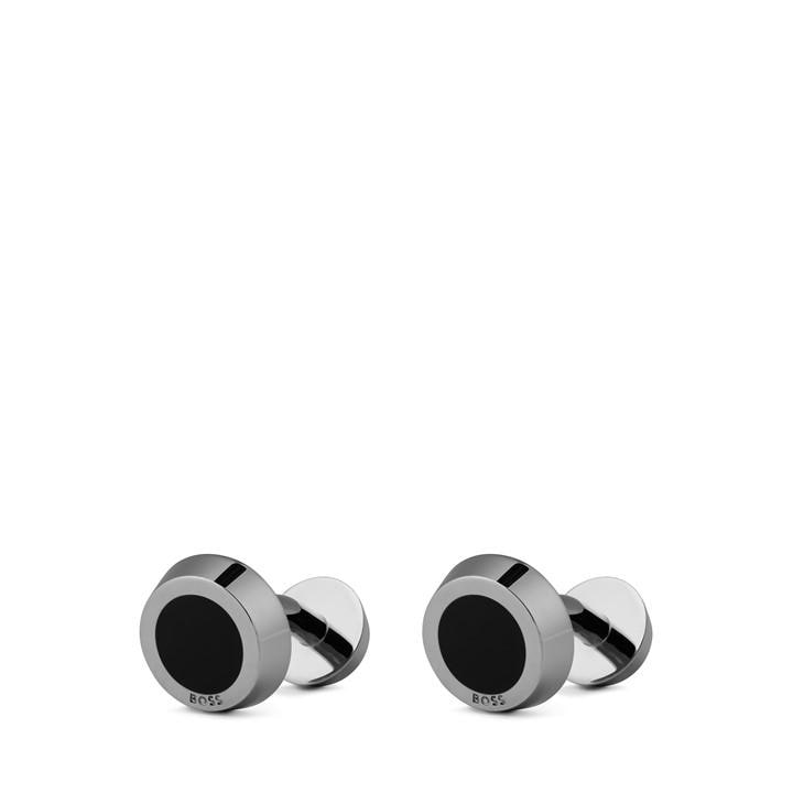 Boss Men's Blue Simony Polished Silver-Tone Cufflinks, Sports Direct