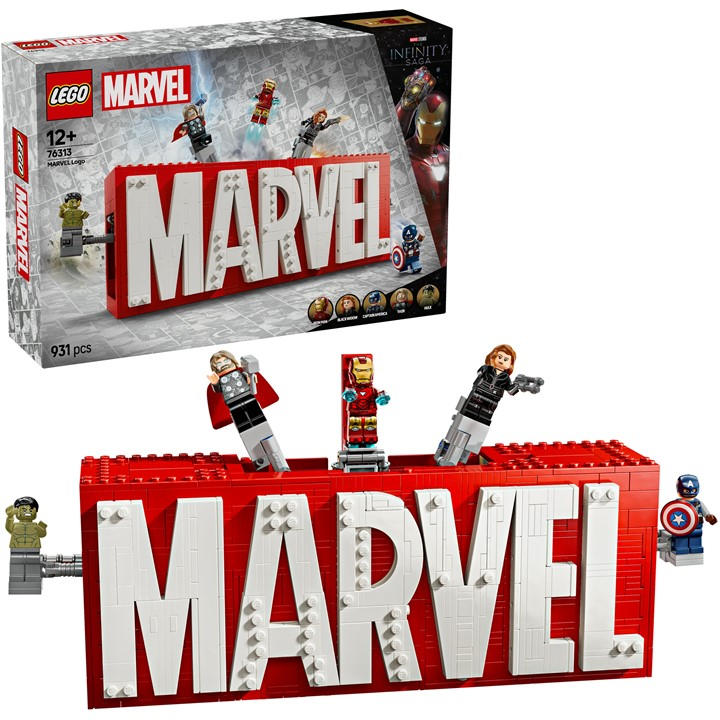 Lego   Marvel: Marvel Logo & Minifigures Set 76313, Sports Direct