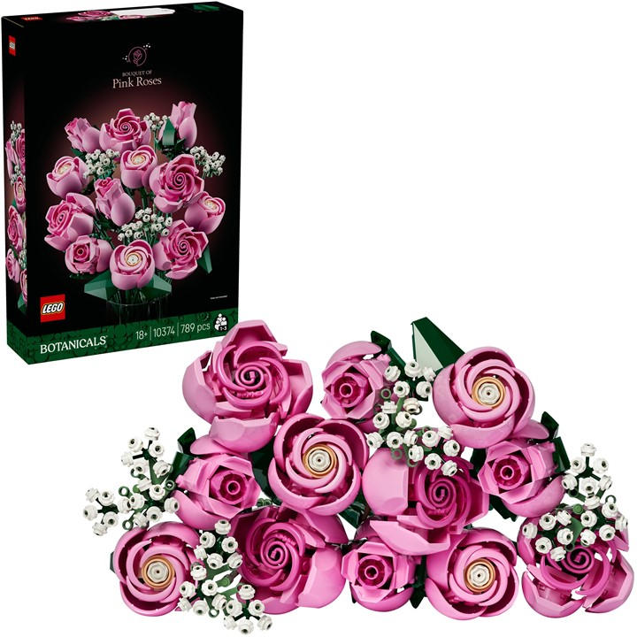 LEGO Botanicals Bouquet of Pink Roses 10374 | Set for Adults, Artificial Flowers, 12 Faux Roses & 4 Sprigs of Baby's Breath, DIY Home Decor, Gift Idea, 789 Pieces - Image 16