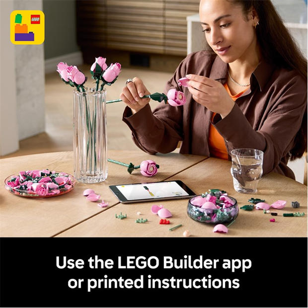 Pink Roses - LEGO - Botanicals Bouquet of Pink Roses Faux Flowers Set 10374