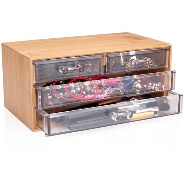 Clear - Touch Of Beauty - ToB Cosmetic Organizer With 4 Drawers