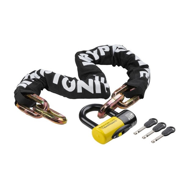 Black/Yellow - Kryptonite - New York Fahgettaboudit Chain 14 mm x 100 cm and NY Disc Lock Sold Secure Diamond