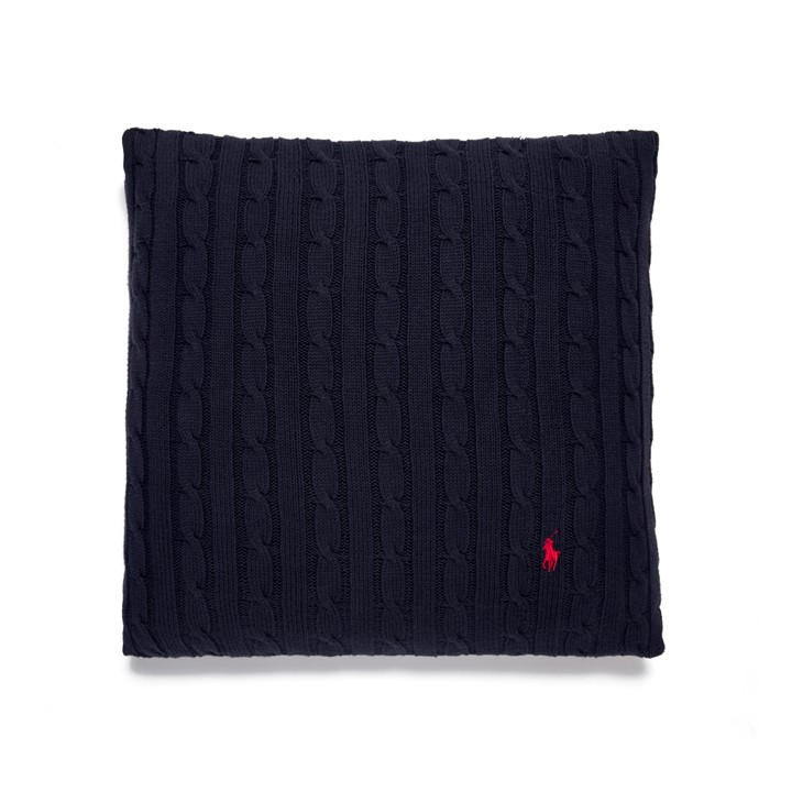 Ralph Lauren Home  Blue Rl Cable Knit Cushion in Size 45x45cm, Sports Direct