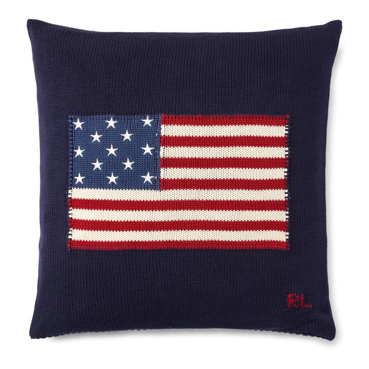 Ralph Lauren Home  Blue Flag Navy Cushion in Size 45x45cm, Sports Direct