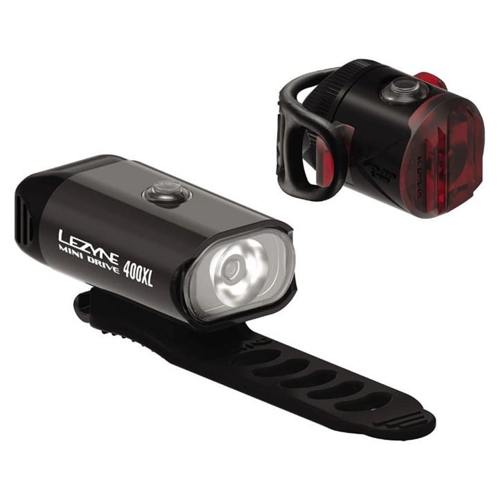 Lezyne  Black Mini Drive 400XL / Femto Rechargeable Light Set, Sports Direct