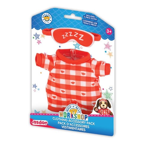 Casdon - Toy Build-a-Bear Workshop Clothing pack – Red Checked Onesie
