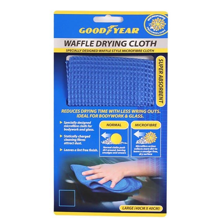 Goodyear  Blue Microfibre Waffle Cloth Large - 40Cm X 40Cm, Sports Direct