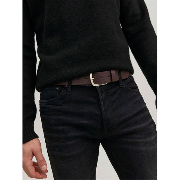Black Coffee - Jack and Jones - Men's Harry Faux Leather Belt
