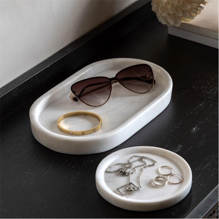 Gallery  White Piedra Marble Trinket Tray S/2, Sports Direct