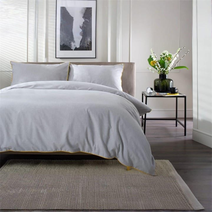 The Lyndon Company  Yellow Yorkie Grey Duvet Cover Set in Size King, Sports Direct
