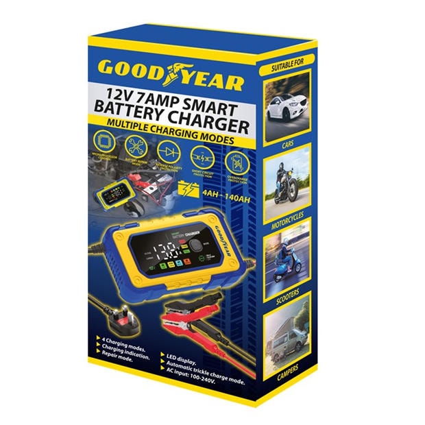 Modrá a žlutá - Goodyear - 12V 7A Smart Battery Charger