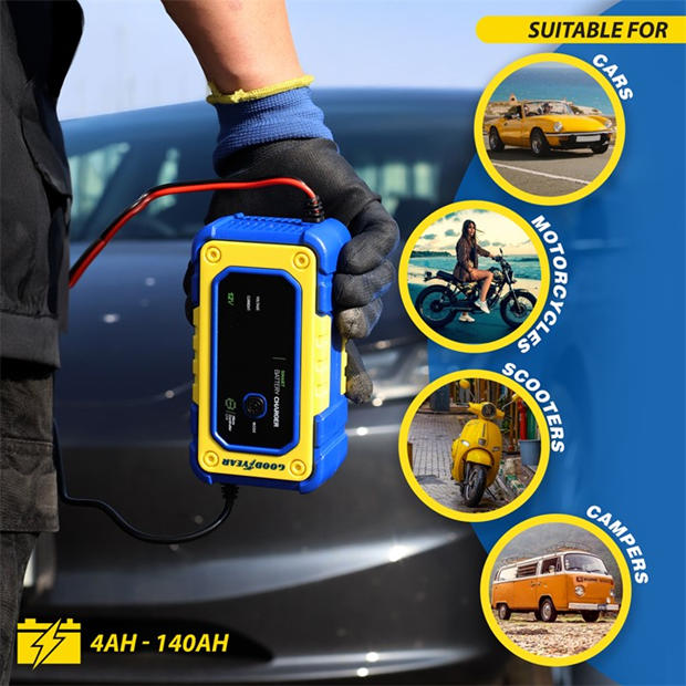 Modrá a žlutá - Goodyear - 12V 7A Smart Battery Charger