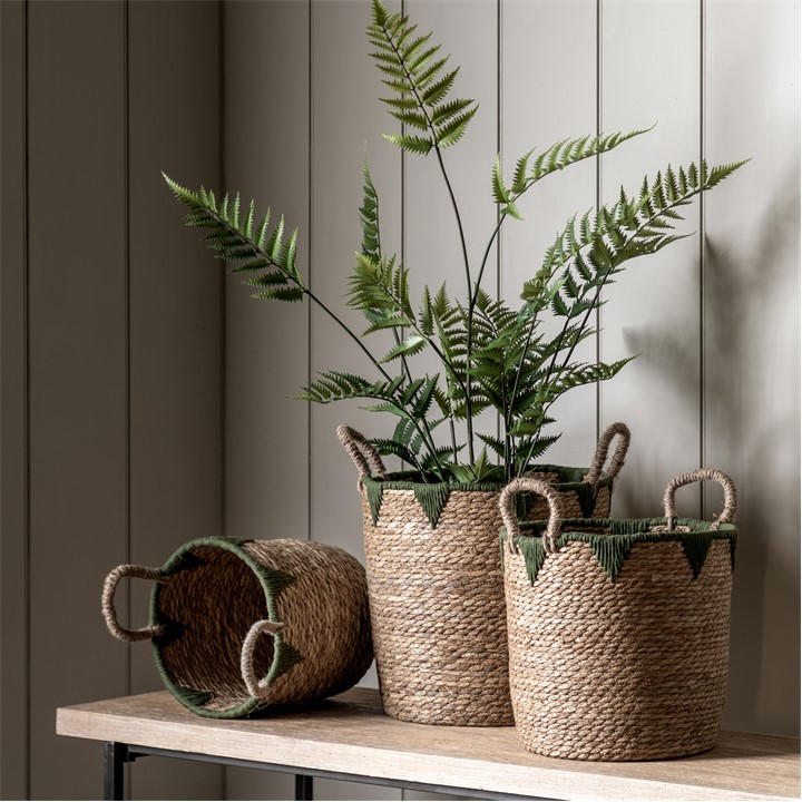 Gallery  Brown Elgon Baskets Natural & Green (Set Of 3), Sports Direct
