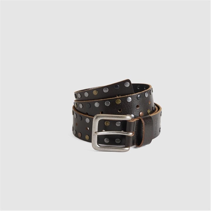 Levis Men's Black Marco Riveted Infinity Leather Belt in Size M, Sports Direct