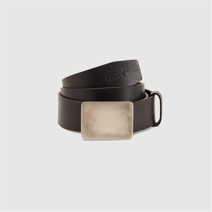 Levis Men's Black Ryder Plaque Buckle Leather Belt in Size 2XL, Sports Direct