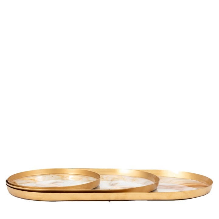 Gallery  Brown Sahara Round Marbled Tray (Set Of 3), Sports Direct