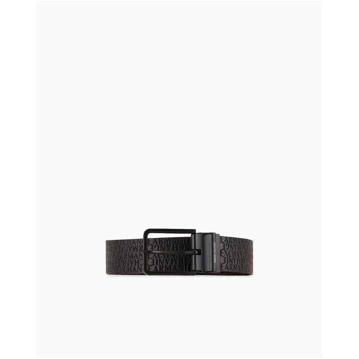 Armani Exchange Men's Black Tongue Leather Belt, Sports Direct