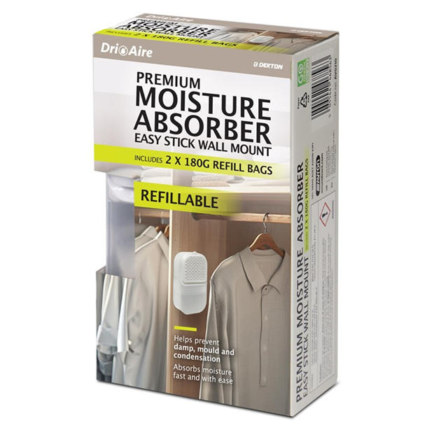 White - Dri Aire - Premium Wall Mounted Easy Stick Moisture Absorber Dehumidifier