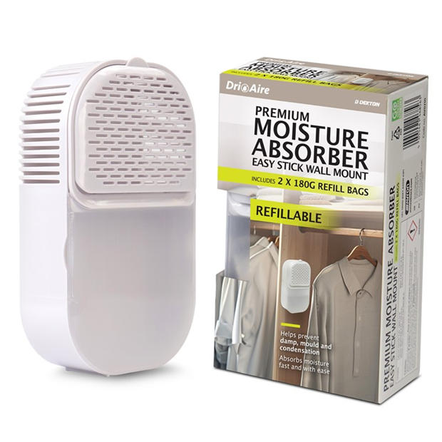 White - Dri Aire - Premium Wall Mounted Easy Stick Moisture Absorber Dehumidifier