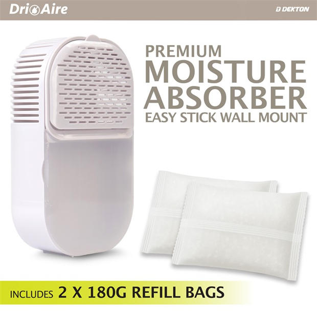 White - Dri Aire - Premium Wall Mounted Easy Stick Moisture Absorber Dehumidifier