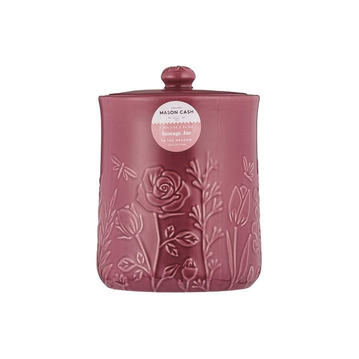 Mason Cash  Pink In The Meadow Storage Jar Medium in Size 13x18cm, Sports Direct