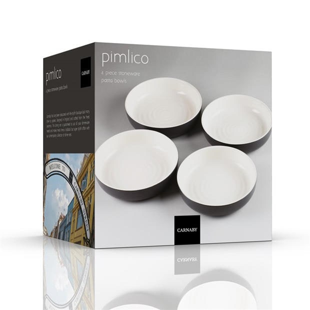 Black/Cream - Carnaby - Pimlico Stoneware 4-Piece Ripple Black and Cream Bowls