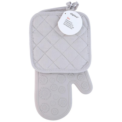 Alpina - ALPINA Oven Mitt and Pot Holder 34x17.5cm Grey