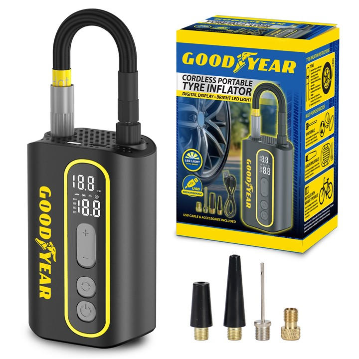 Goodyear  Black Cordless Tyre Inflator, Sports Direct