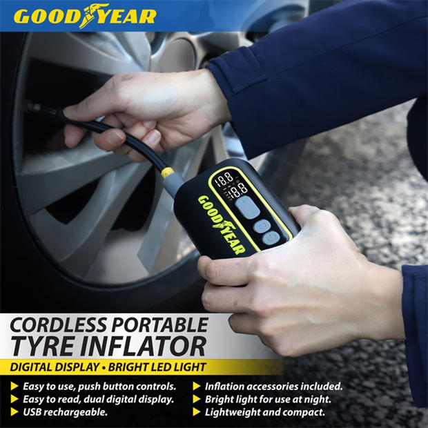 Black - Goodyear - Goodyear Cordless Tyre Inflator