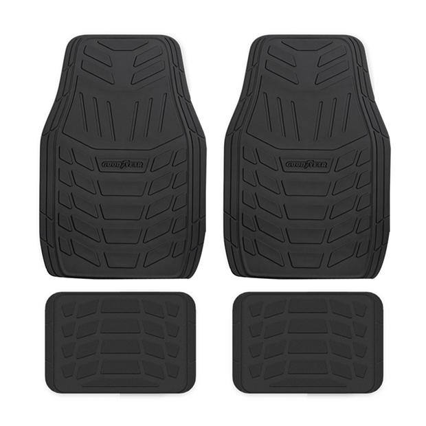 Black - Goodyear - Goodyear 4 Piece Heavy Duty Rubber Car Mats