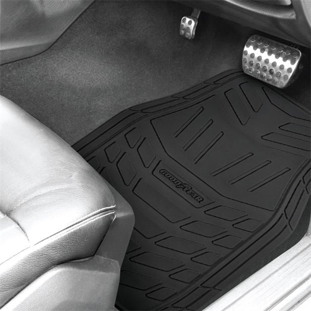 Black - Goodyear - Goodyear 4 Piece Heavy Duty Rubber Car Mats