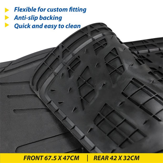 Black - Goodyear - Goodyear 4 Piece Heavy Duty Rubber Car Mats