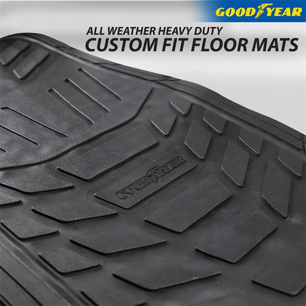 Black - Goodyear - Goodyear 4 Piece Heavy Duty Rubber Car Mats