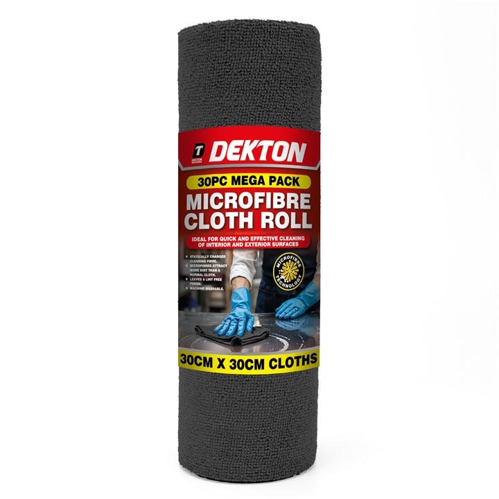 Dekton  Grey 30 Piece Microfibre Cloth Roll, Sports Direct