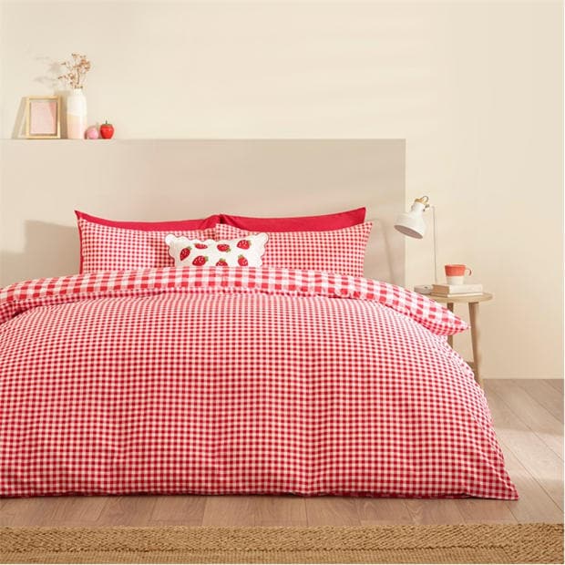 Red - Catherine Lansfield - Bamford Gingham Check Duvet Cover Set