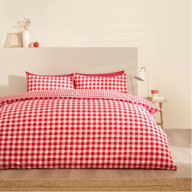 Red - Catherine Lansfield - Bamford Gingham Check Duvet Cover Set