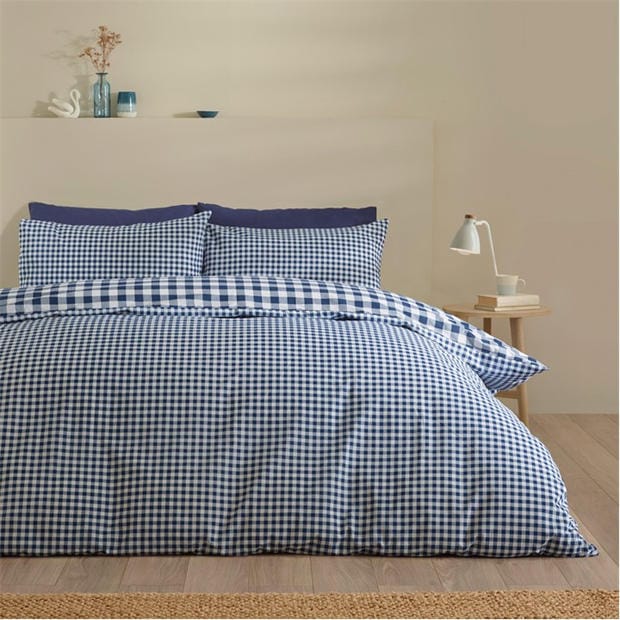 Navy - Catherine Lansfield - Bamford Gingham Check Duvet Cover Set