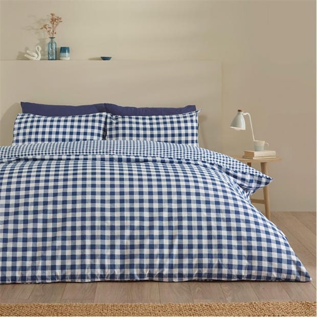 Navy - Catherine Lansfield - Bamford Gingham Check Duvet Cover Set
